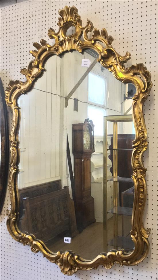 Cartouche shaped gilt frame mirror